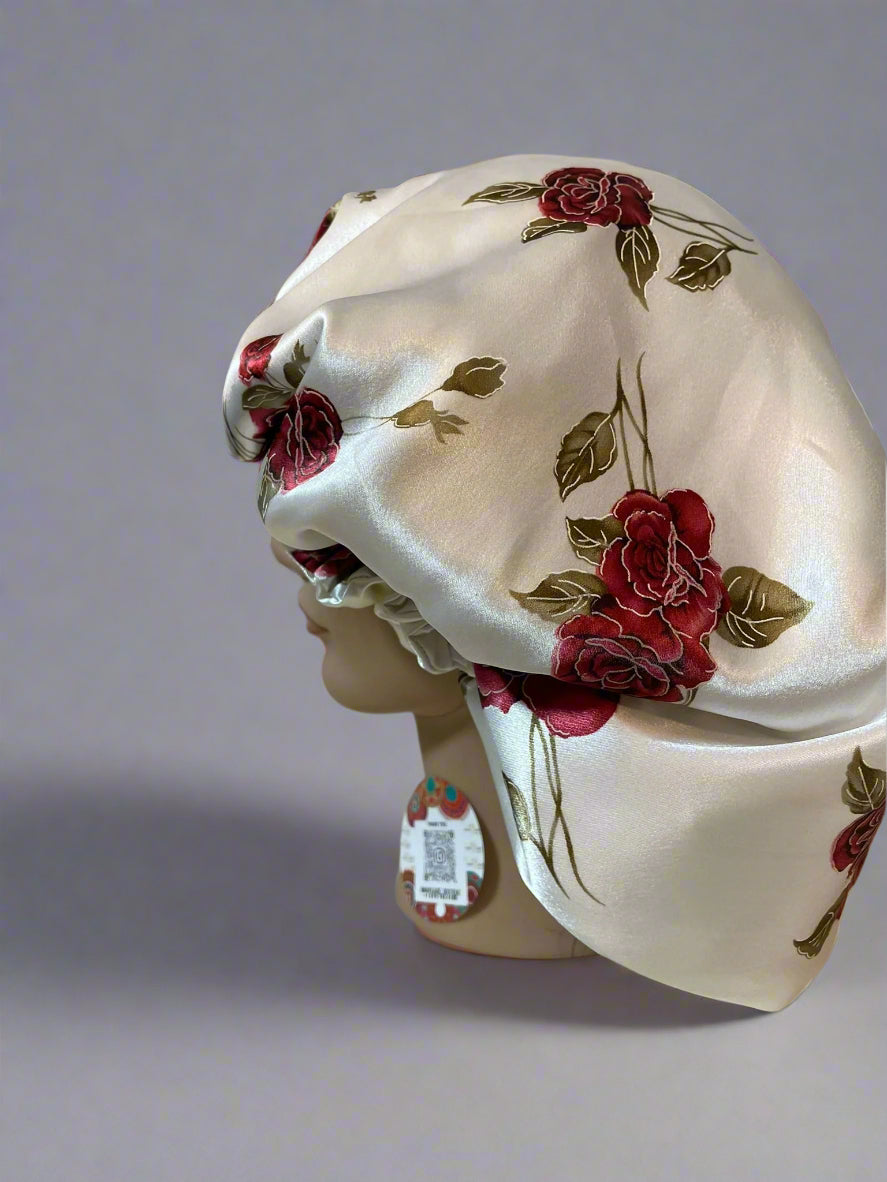 Silk Hair bonnet reversible Handmade