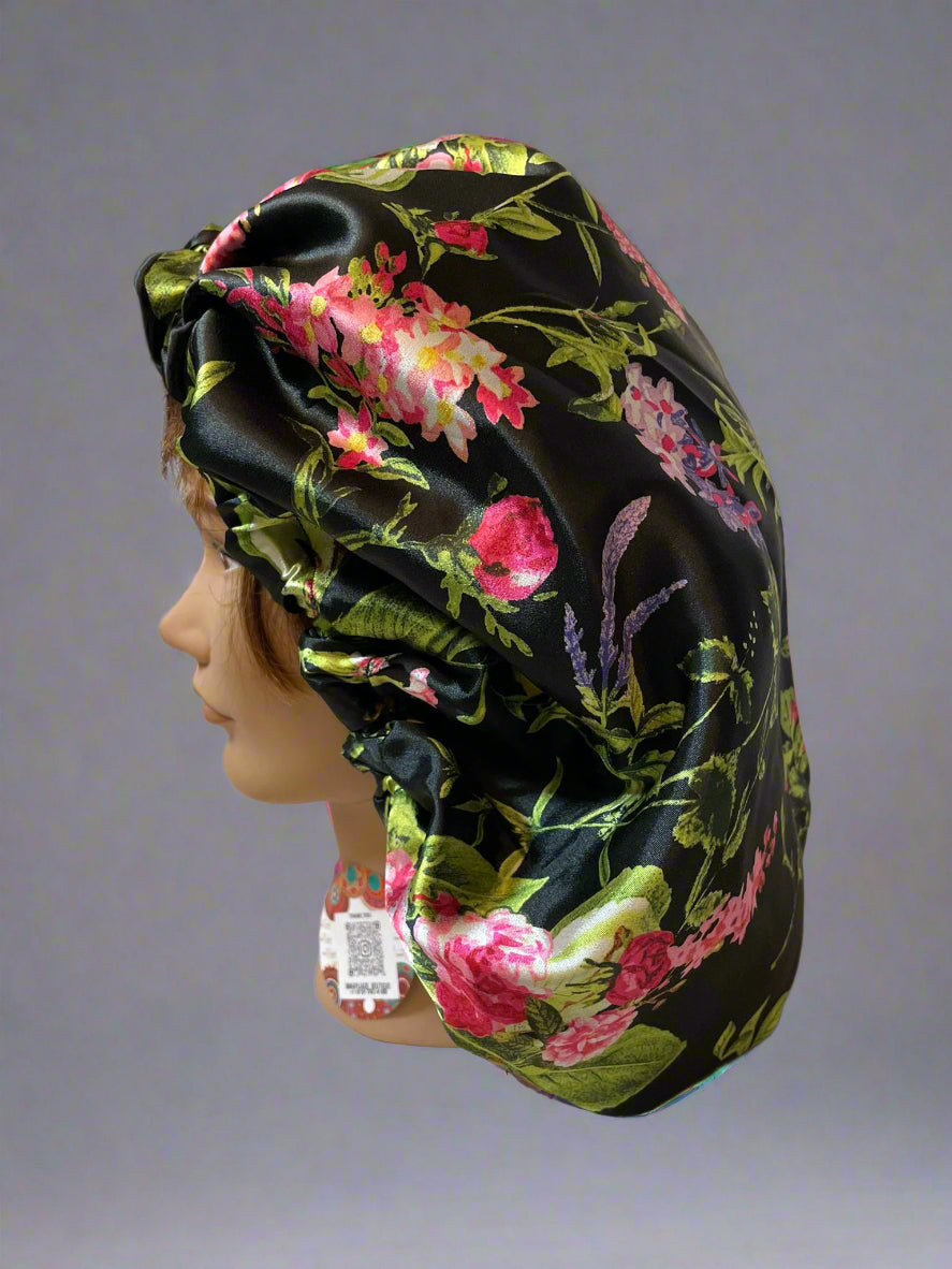 Silk Hair bonnet reversible Handmade