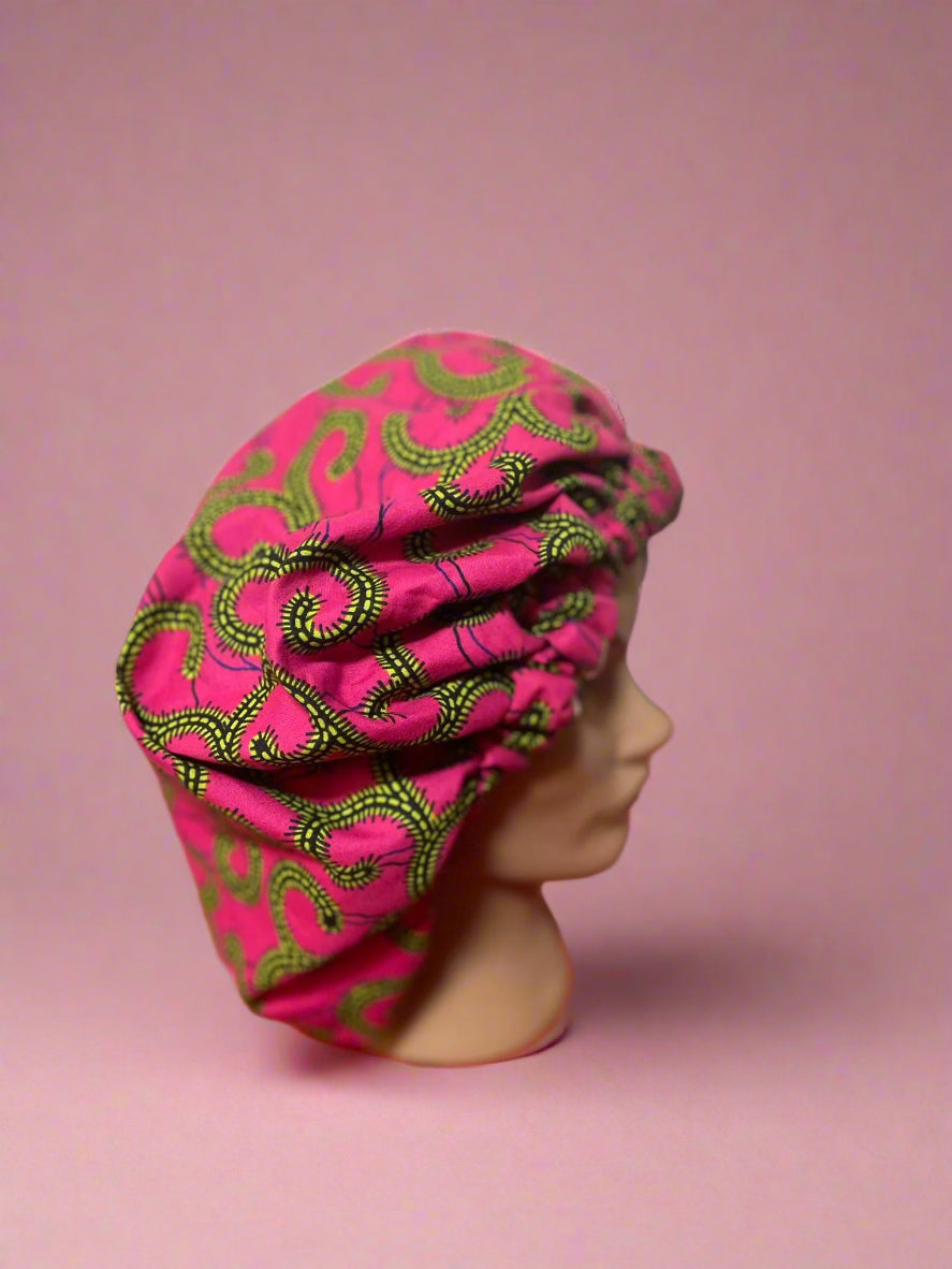 Mary Jade Boutique - Hair bonnet - Printed wax Bonnet, Double Layer, Sleep Cap, Sleeping Hat, Women Night Hair Care Accessories. Man's hair protection
