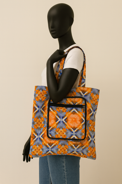 Foldable Ankara Eco Tote Bag – Medium