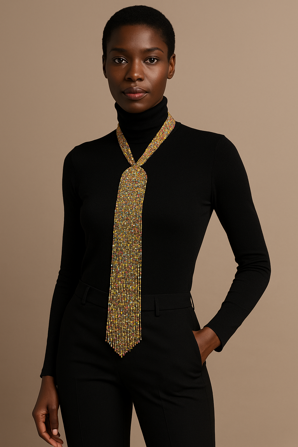 African Authentic Long Pendant Necklace colorful Beads