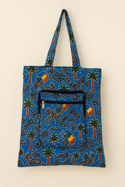 Foldable Ankara Eco Tote Bag – Medium