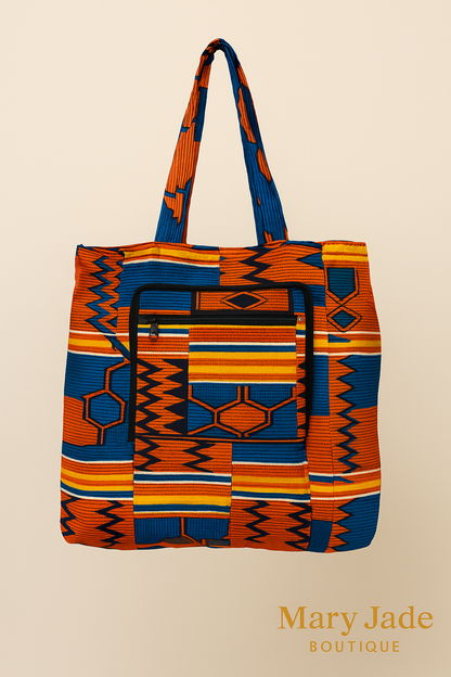 Foldable Ankara Eco Tote Bag – Medium