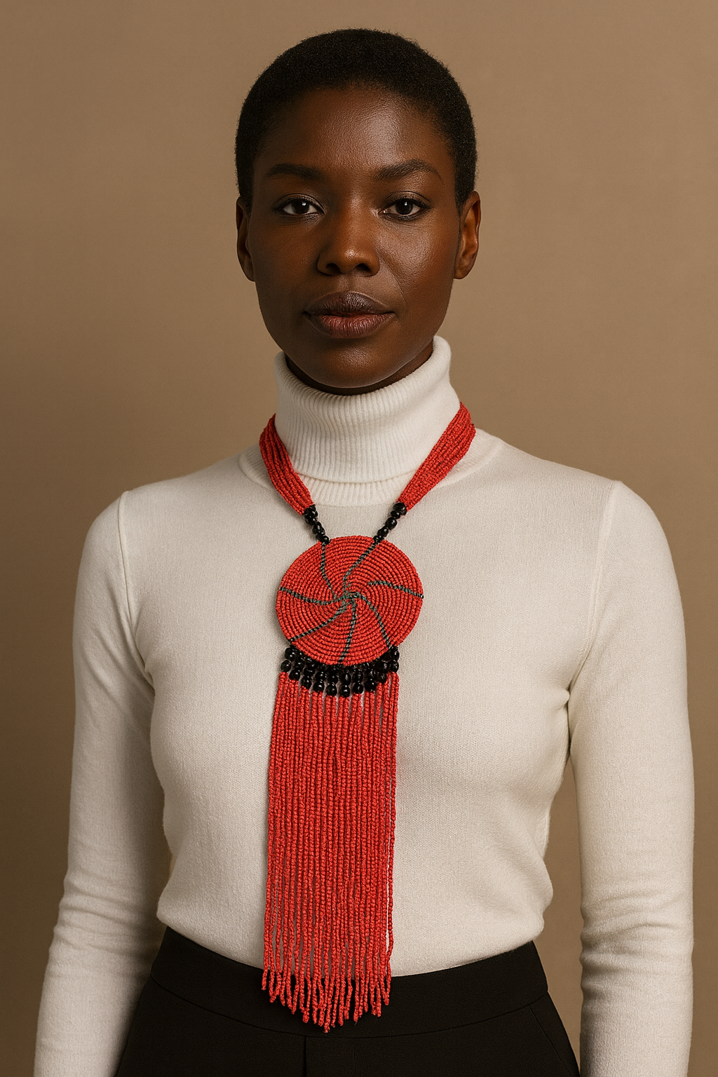 African Authentic Long Pendant Necklace colorful Beads