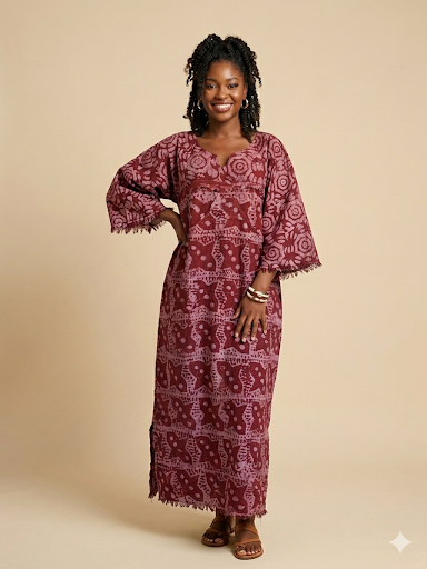 Boubou Batik  YEBI 100% cotton (Ankle length) - Large