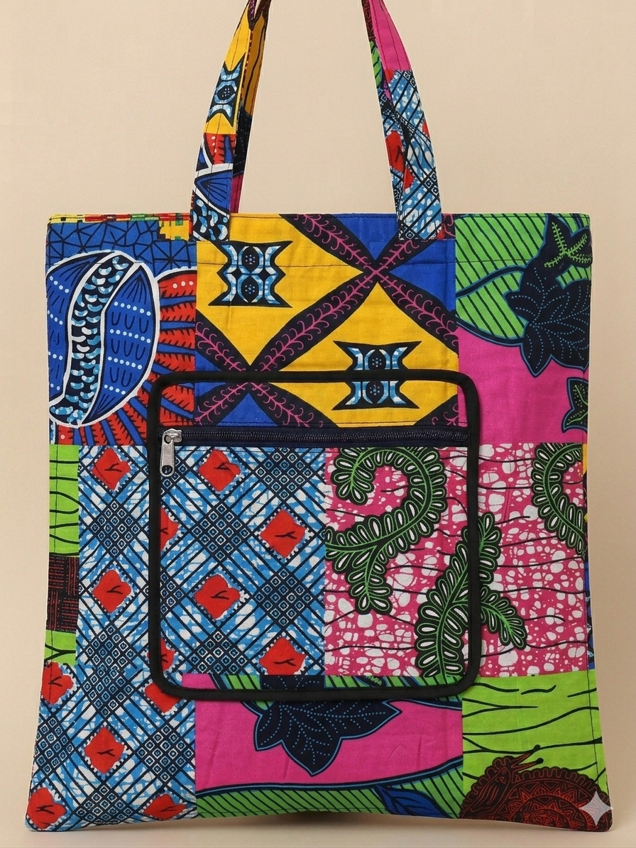 Foldable Ankara Eco Tote Bag 2026 – Medium