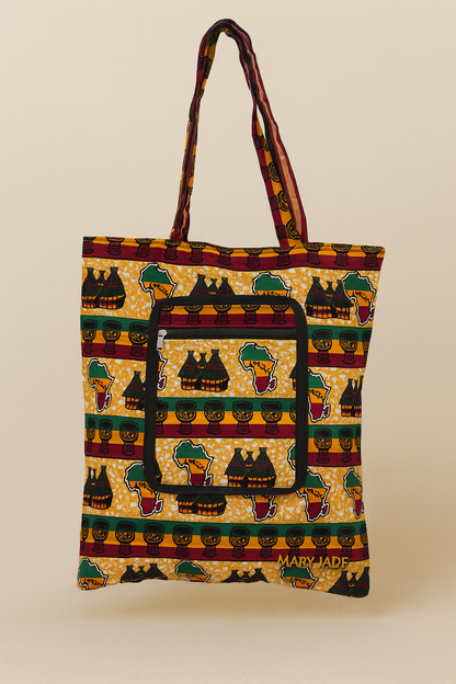 Foldable Ankara Eco Tote Bag – Medium