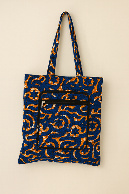 Foldable Ankara Eco Tote Bag – Medium