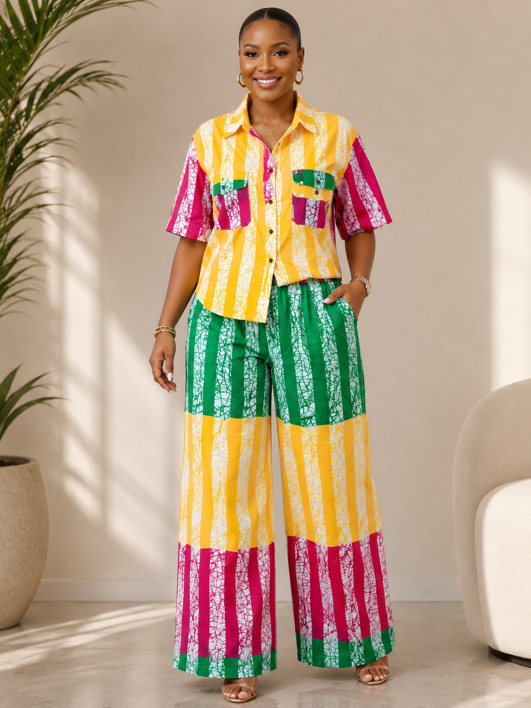 CP Ankara Pant & Top Set – Vibrant Two-Piece Outfit