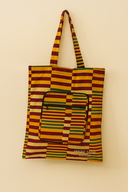 Foldable Ankara Eco Tote Bag – Medium