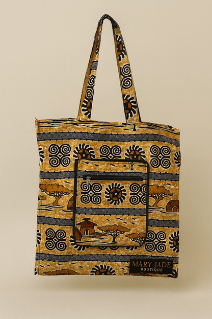 Foldable Ankara Eco Tote Bag – Medium