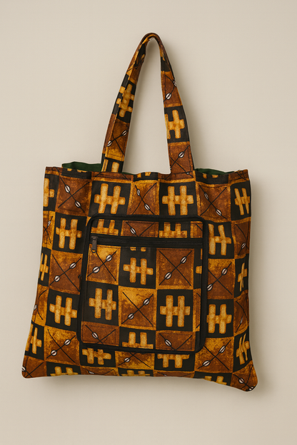 Foldable Ankara Eco Tote Bag – Medium