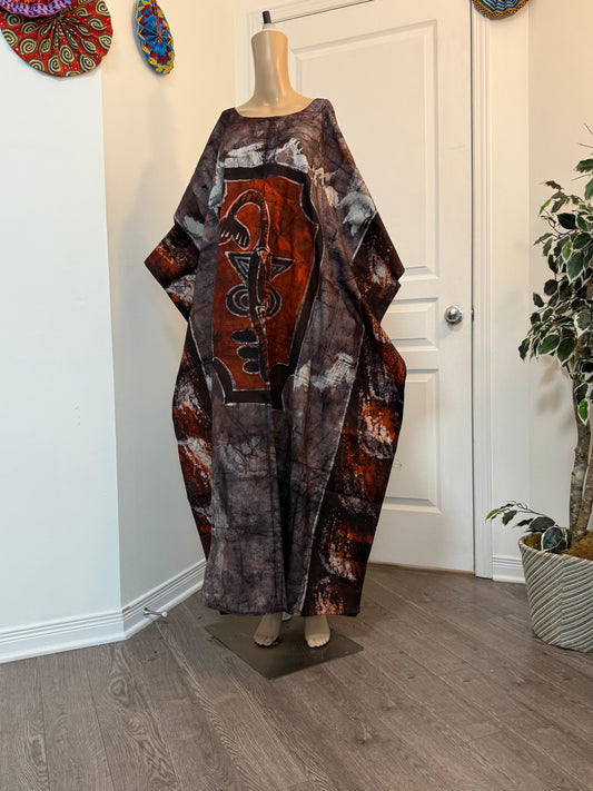 MAYA Boubou Batik 100% cotton (Ankle length) - Large