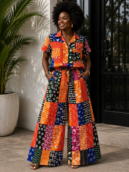 CP Ankara Pant & Top Set – Vibrant Two-Piece Outfit