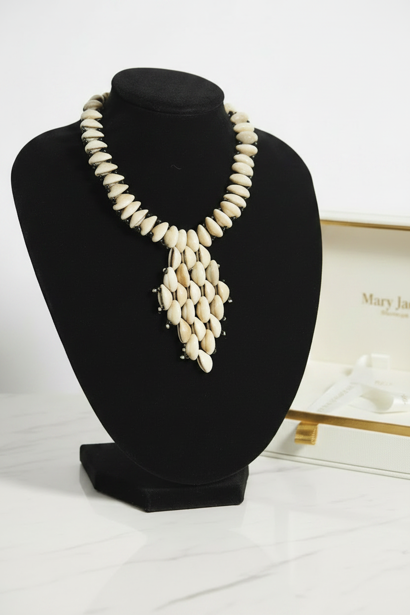 Cowries Shell STATEMENT Necklace - Natural