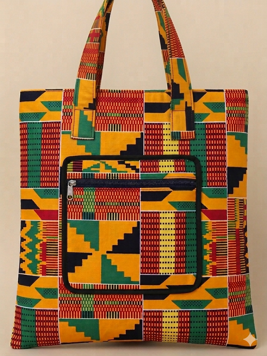 Foldable Ankara Eco Tote Bag 2026 – Medium