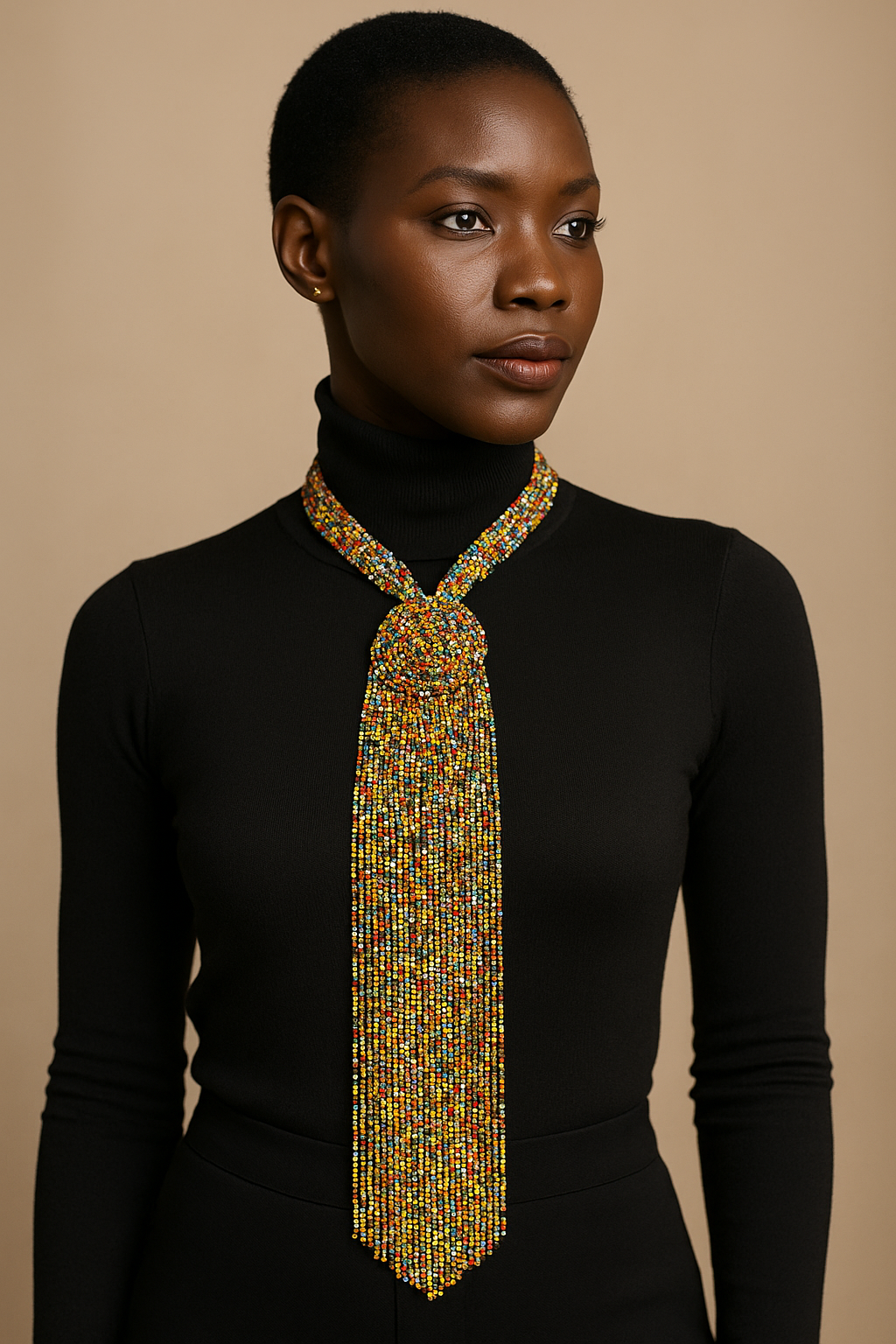 African Authentic Long Pendant Necklace colorful Beads