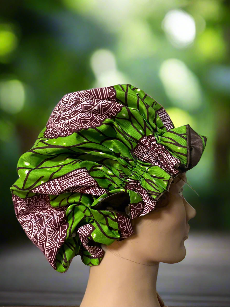 Mary Jade Boutique - Hair bonnet - Printed wax Bonnet, Double Layer, Sleep Cap, Sleeping Hat, Women Night Hair Care Accessories. Man's hair protection