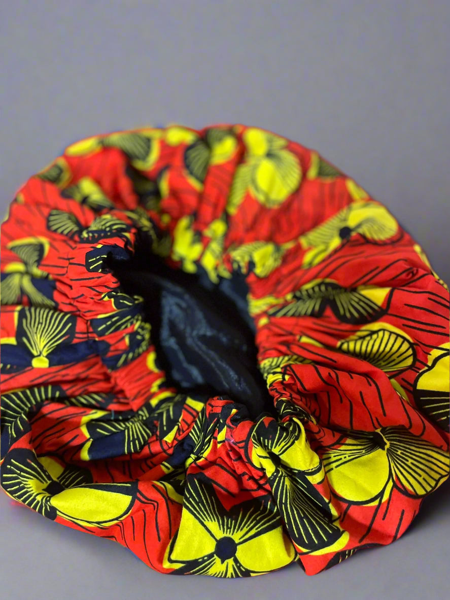Mary Jade Boutique - Hair bonnet - Printed wax Bonnet, Double Layer, Sleep Cap, Sleeping Hat, Women Night Hair Care Accessories. Man's hair protection