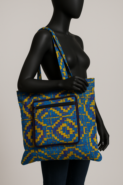 Foldable Ankara Eco Tote Bag – Medium