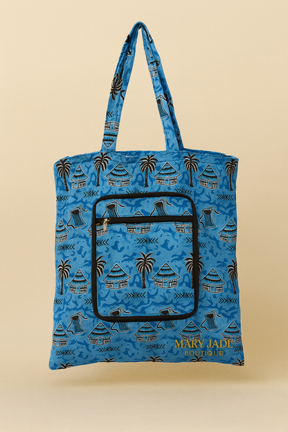 Foldable Ankara Eco Tote Bag – Medium