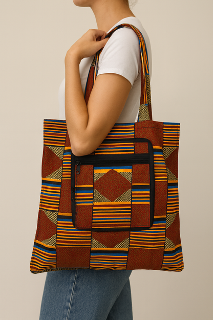 Foldable Ankara Eco Tote Bag – Medium