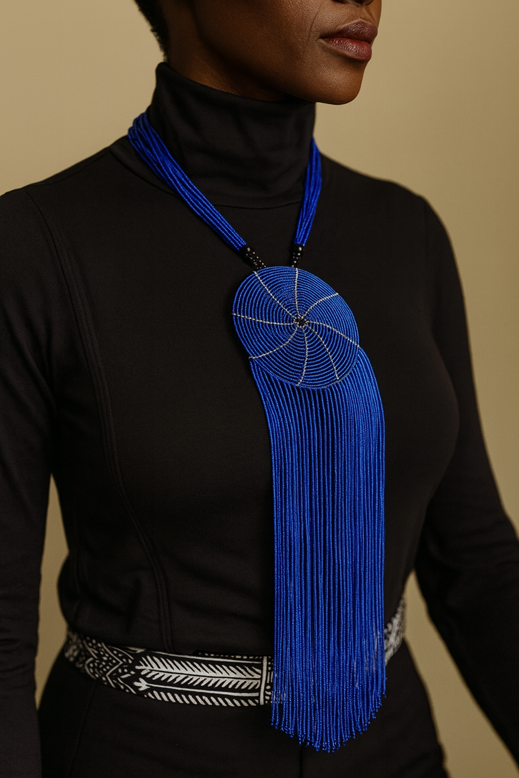 African Authentic Long Pendant Necklace colorful Beads