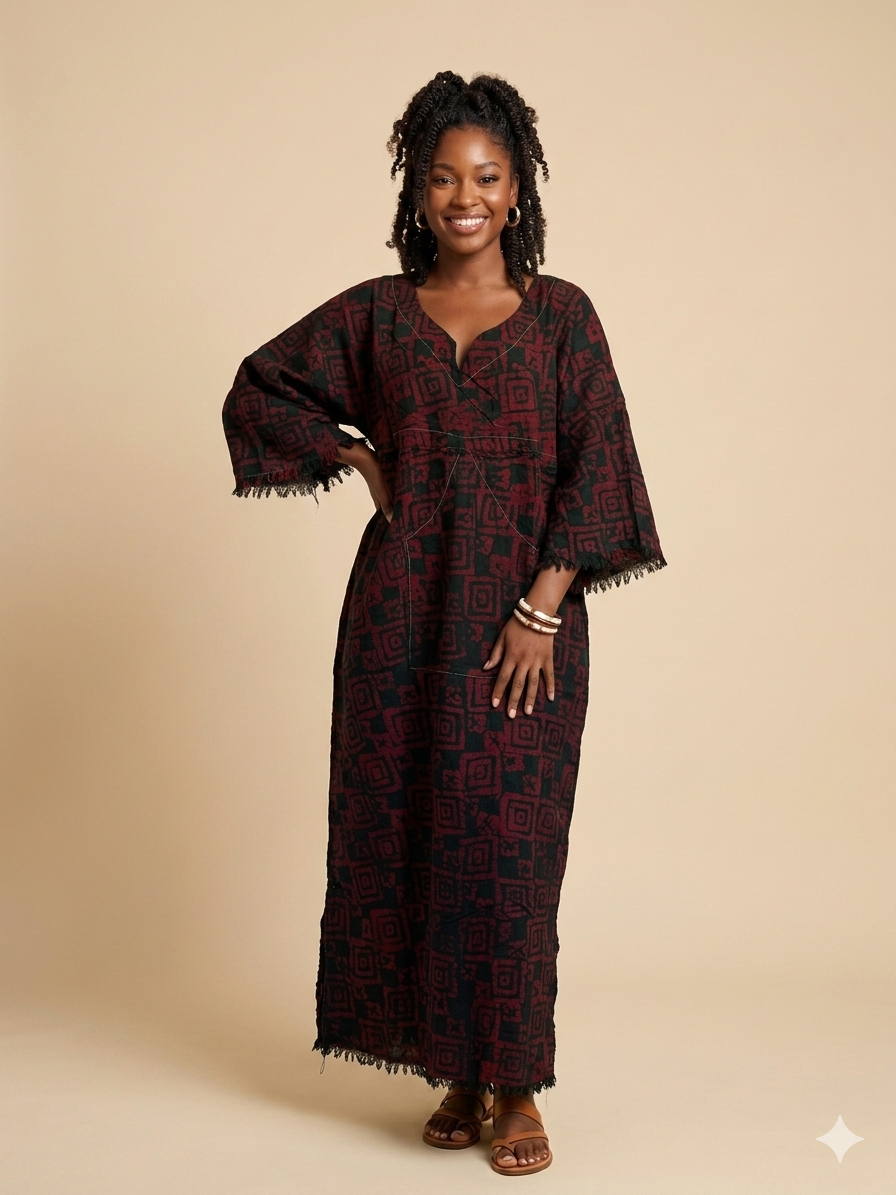 Boubou Batik  YEBI 100% cotton (Ankle length) - Large
