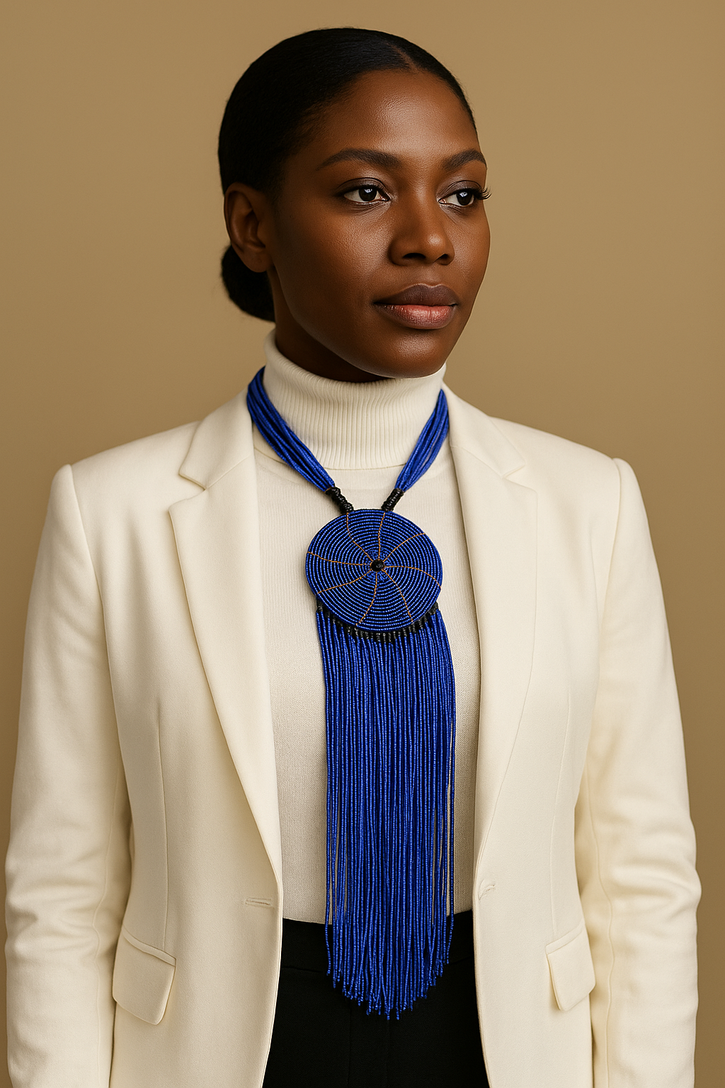 African Authentic Long Pendant Necklace colorful Beads