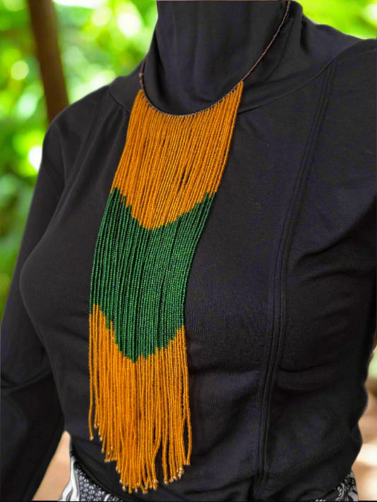 African Authentic Long Pendant Necklace Bead only
