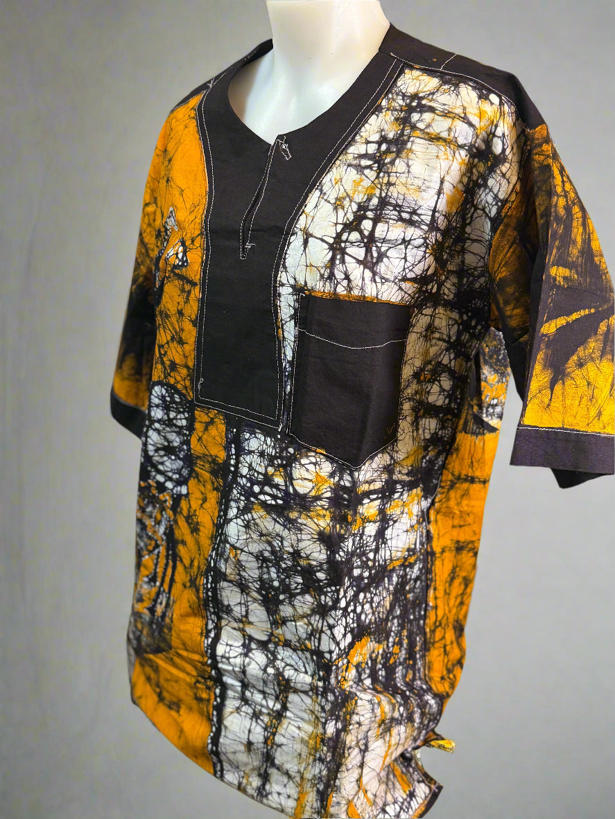 African teinted fabric shirt for men - short sleeves