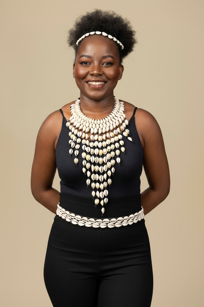 MAYA Cowrie Shell Leather Belt – African Statement Accessory