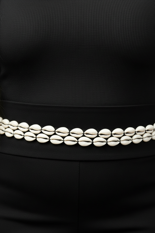 MAYA Cowrie Shell Leather Belt – African Statement Accessory