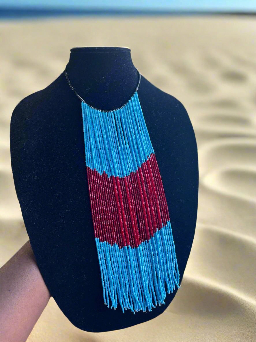 African Authentic Long Pendant Necklace Bead only