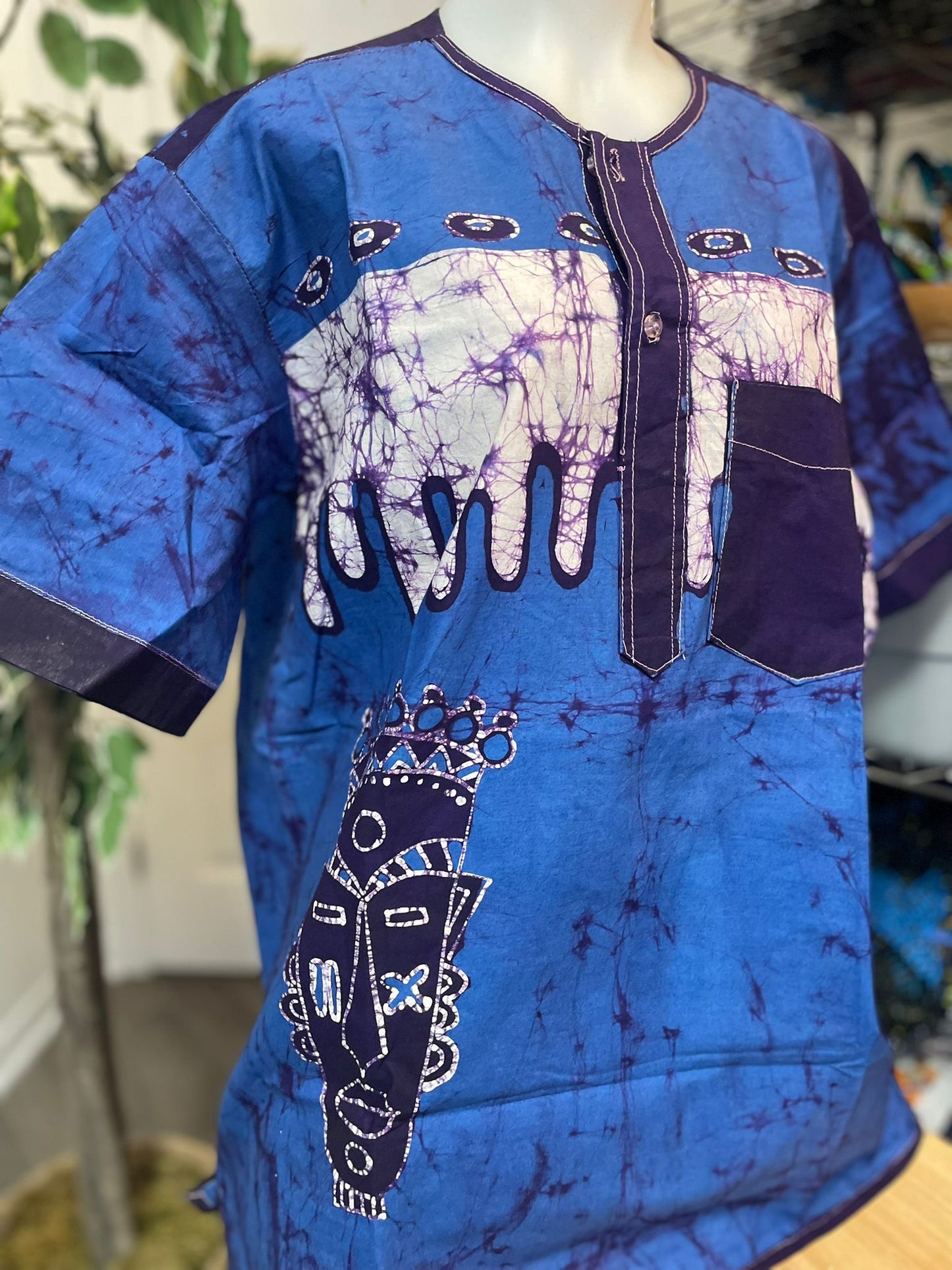 African teinted fabric shirt for men - short sleeves