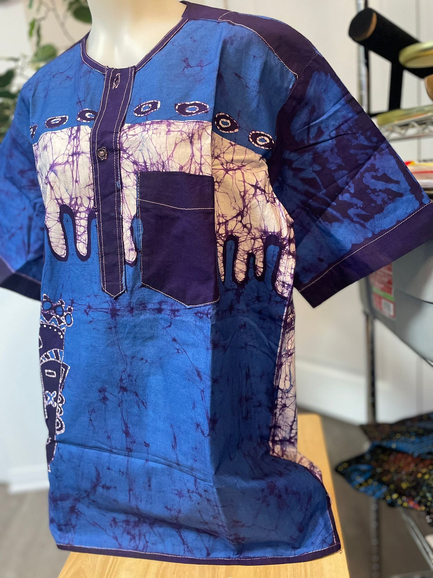 African teinted fabric shirt for men - short sleeves