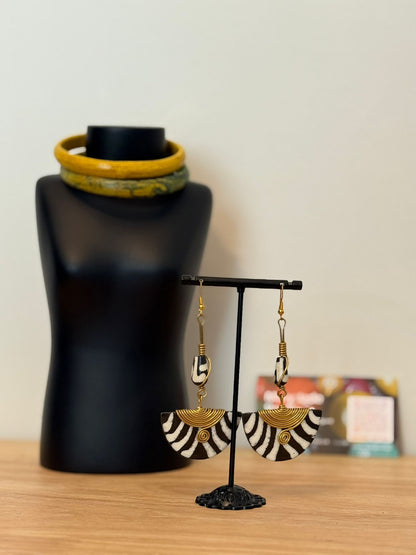 Handmade Unique Earrings – Wood, Cowries & Beads