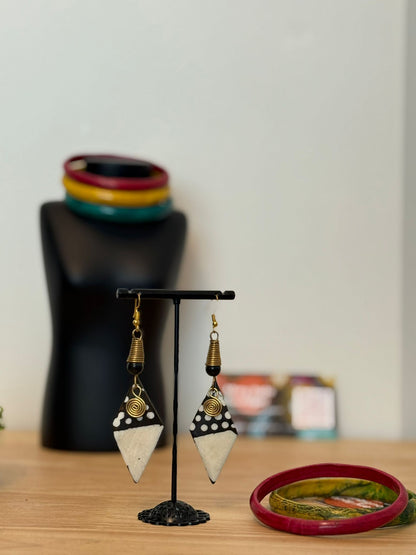 Handmade Unique Earrings – Wood, Cowries & Beads