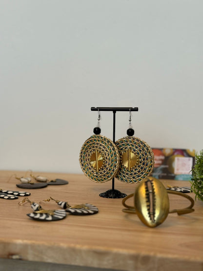 Handmade Unique Earrings – Wood, Cowries & Beads